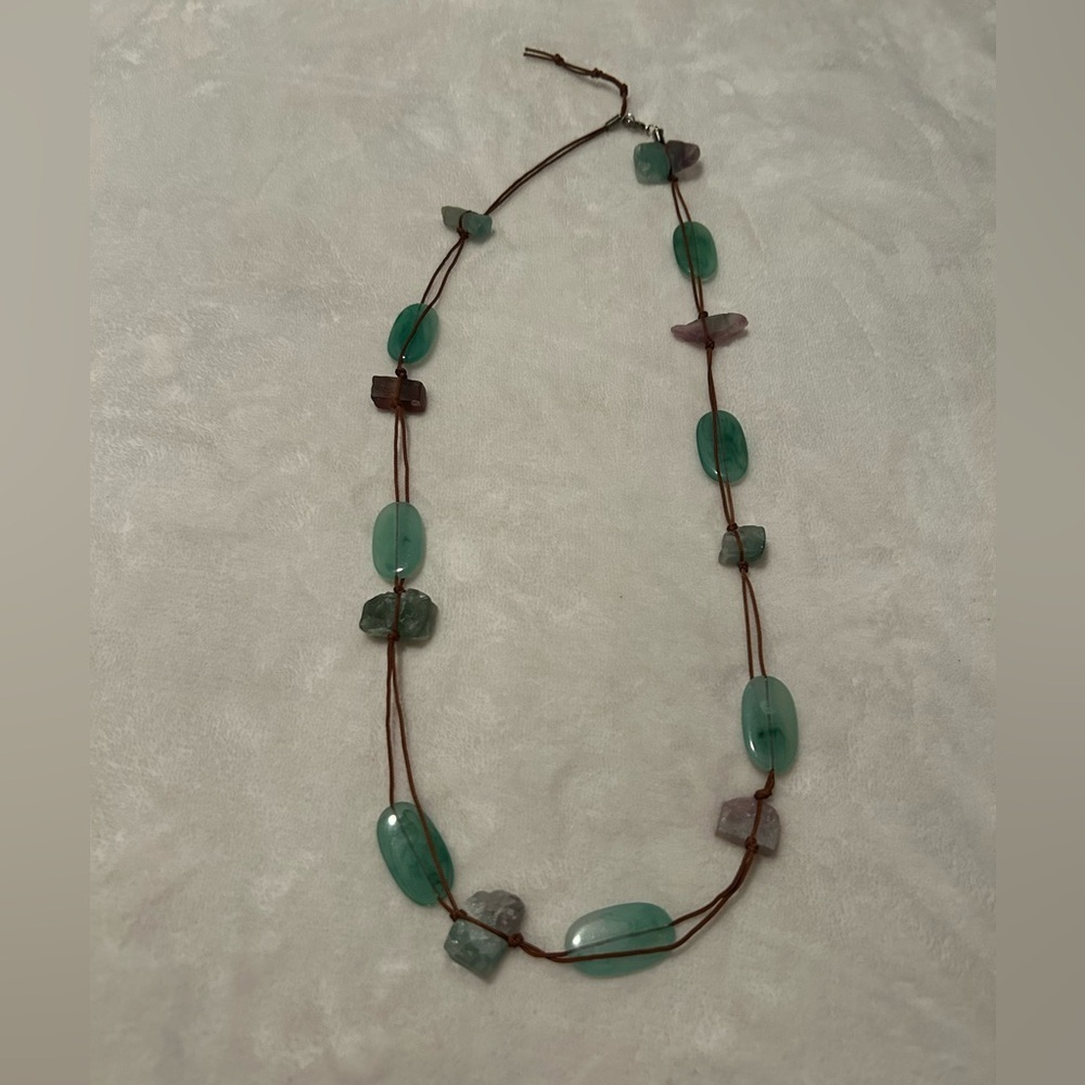 Elegant Green and Purple Beaded Necklace